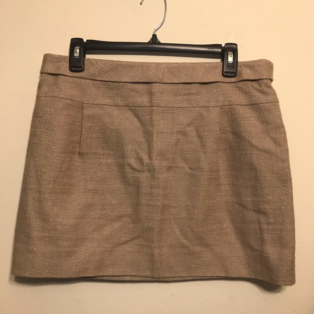 J. Crew Tan Gold Metallic Mica Mini Skirt